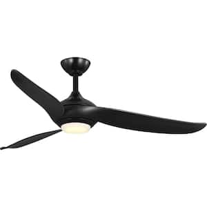Conte 52 in. Indoor/Outdoor Integrated LED Matte Black Contemporary Ceiling Fan with Remote for Living Room and Bedroom