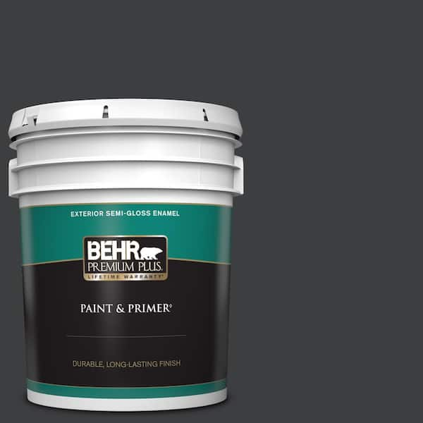 BEHR PREMIUM PLUS 5 gal. #ECC-25-3 Obsidian Stone Semi-Gloss Enamel Exterior Paint & Primer