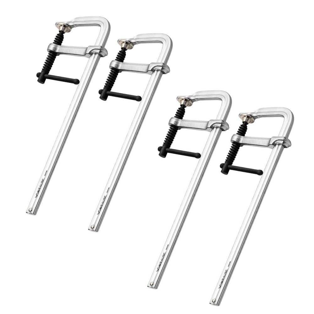 Heavy Duty 12 in. F Style Bar Clamps, 3-5/8 in. Throat, 480 lb Clamping Force (4-Pack) price history on PriceWatchPro