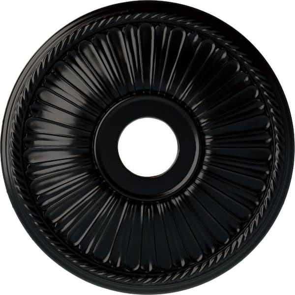Ekena Millwork 1-7/8" x 20-1/8" x 20-1/8" Polyurethane Berkshire Ceiling Medallion, Hand-Painted Jet Black