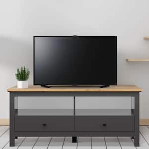 Henrick TV Stand in Dark Grey Finished Wood, Fits TVs up to 55 in.