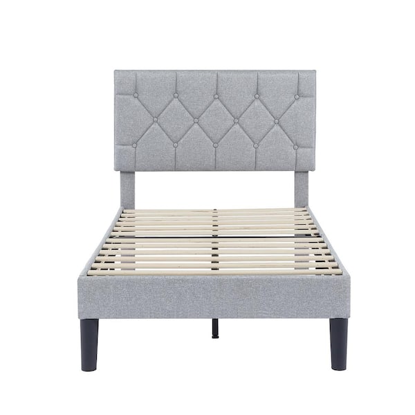 VECELO Upholstered Bed, Platform Bed with Adjustable