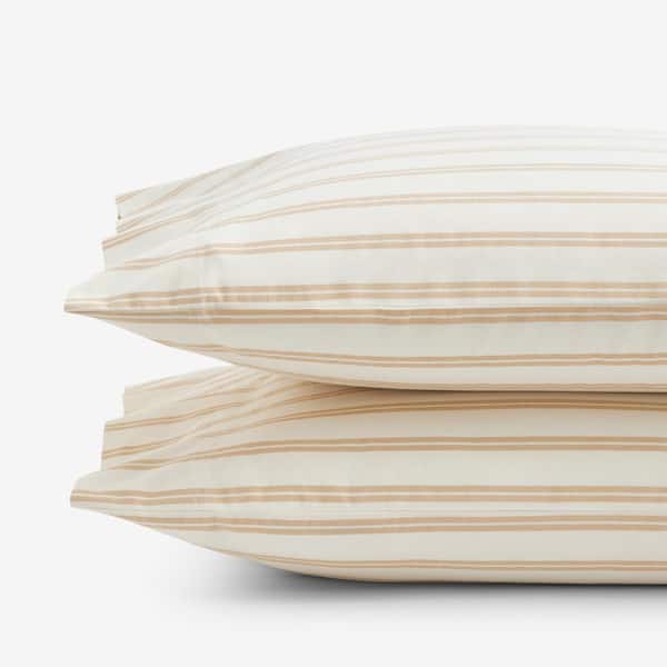 The Company Store Narrow Stripe T200 Yarn Dyed Gold Cotton Percale King Pillowcases (Set of 2)