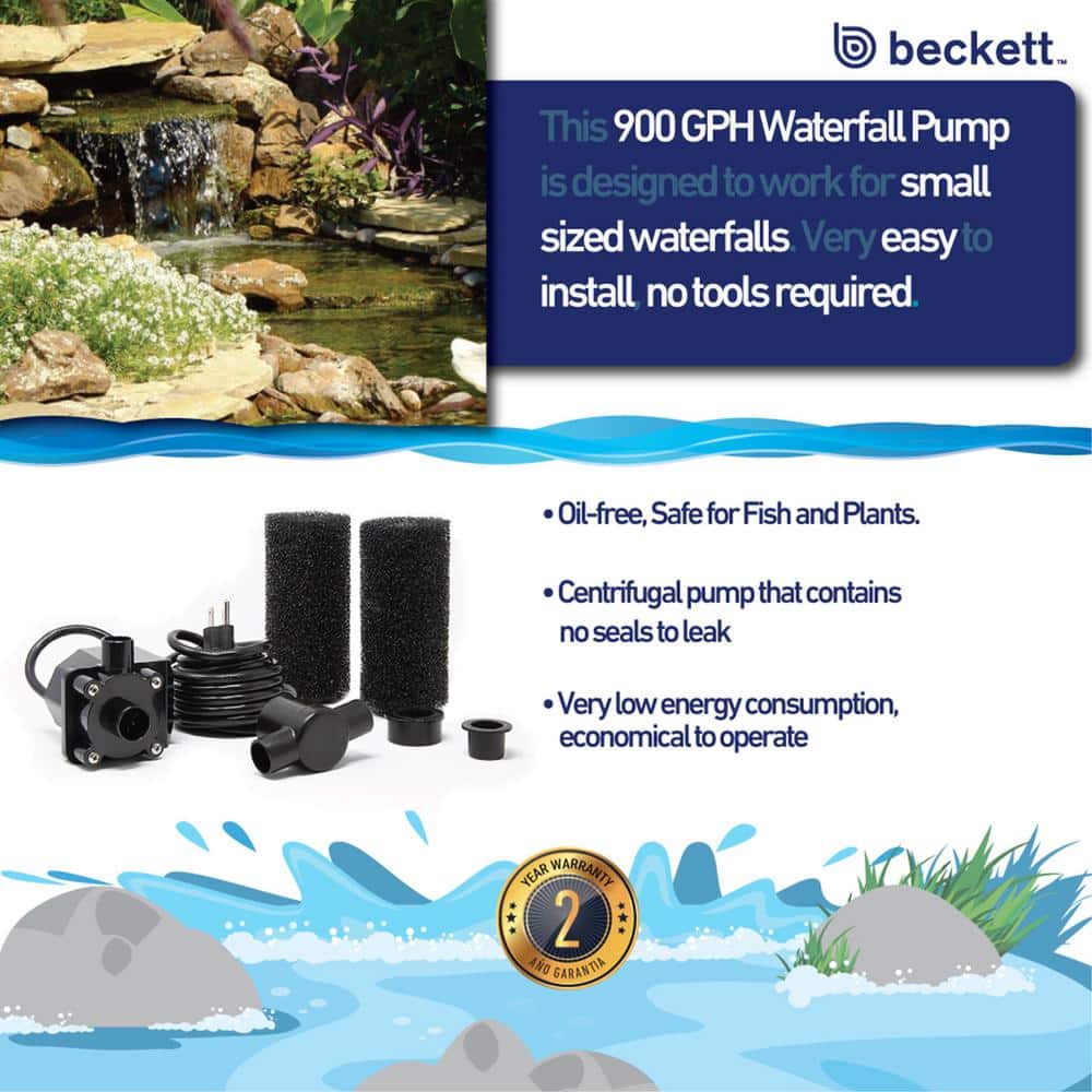 Beckett 900 GPH Black Resin Submersible Pond Pump Kit