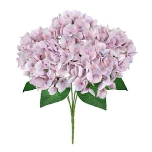 17 in. Natural Touch Dusty Lavender Artificial Hydrangea Flower Stem Bush Bouquet (Set of 2)