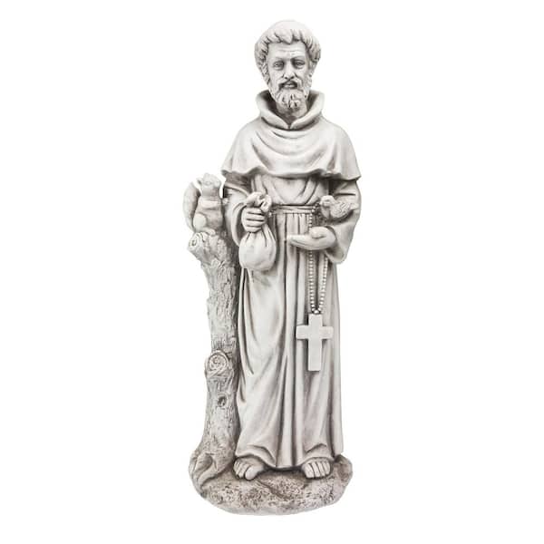 Alpine Corporation 31 in. Tall Indoor/Outdoor Saint Francis Standing Statue Yard Art Decoration