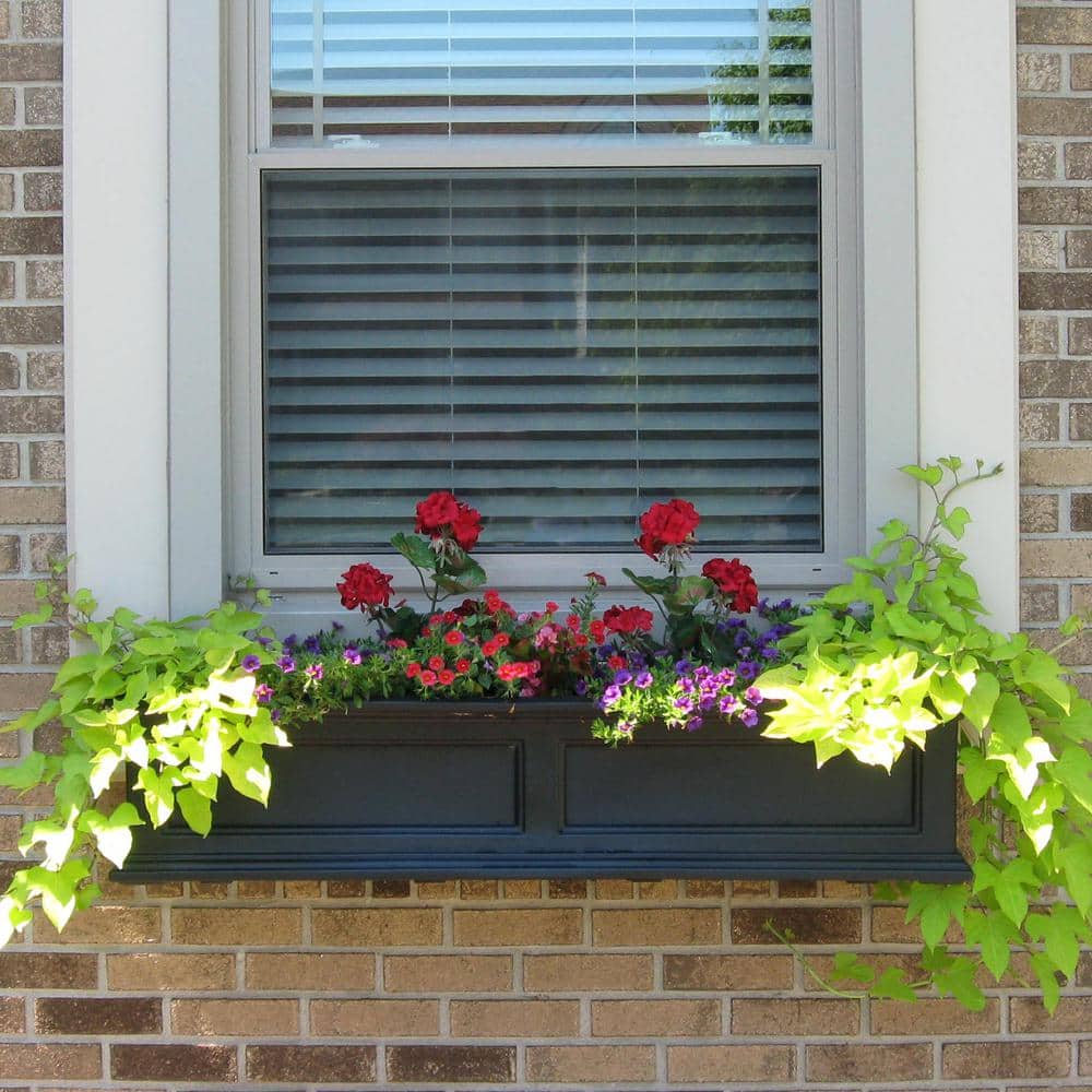 Black Polyethylene Self-Watering Window Box Planter, 48-inch