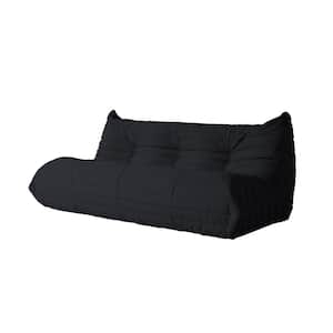 68.92 in. W Armless Teddy Velvet 3 Seater Modular Lazy Floor Sofa in Black