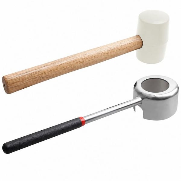 White Coconut Opening Tool Set with Rubber Mallet for Opening Young Coconuts