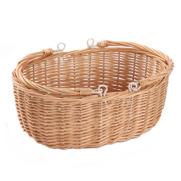 Natural Handmade Wicker Picnic Basket with Handles for Lightweight Storage, Picnic and Craft Use at Home
