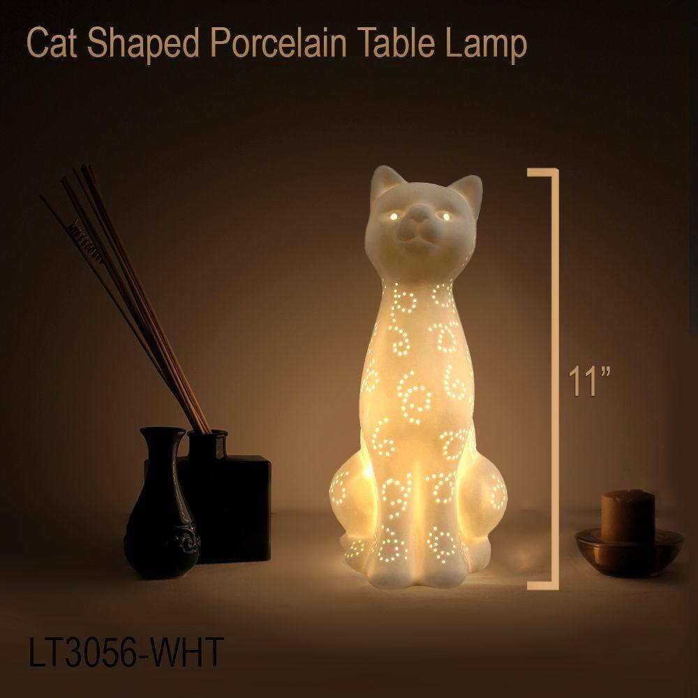 White Porcelain Kitty Cat Shaped Night Light