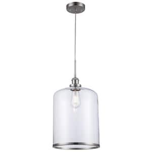 Dorina 10.35 in. 1-Light Brushed Nickel Mini Pendant Light Fixture with Clear Glass Shade