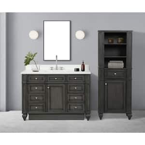 Winston 48 in. W x 22 in. D Bath Vanity in Antique Gray with Quartz Vanity Top in White with White Basin