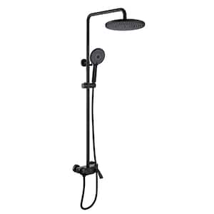 Single Handle 3-Spray Tub and Shower Faucet 1.8 GPM Wall Mount Exposed Shower System in Matte Black Valve Included