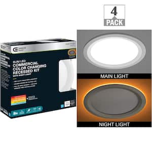 8 in. LED Flush Mount Ceiling Light with Night Light Feature 1800 Lumens Color Selectable (4-Pack)