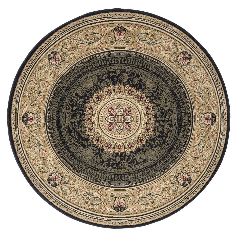 Concord Global Trading Ankara Chateau Black 5 ft. Round Area Rug 65230 ...