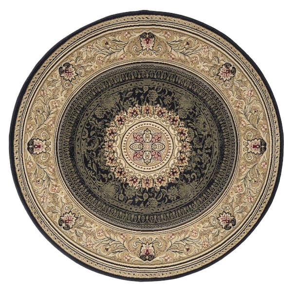 Concord Global Trading Ankara Chateau Black 5 ft. Round Area Rug