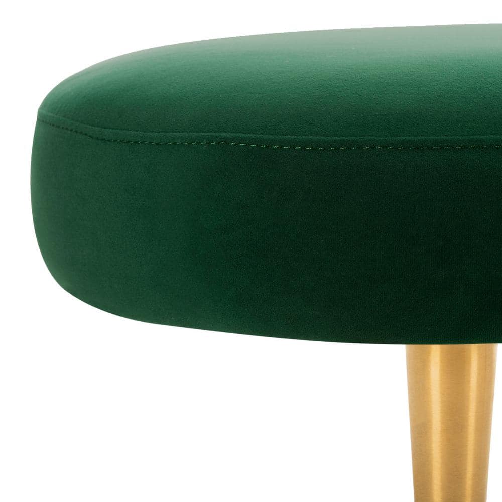 Emerald Velvet Transitional Storage Bench with Retro Gold Legs