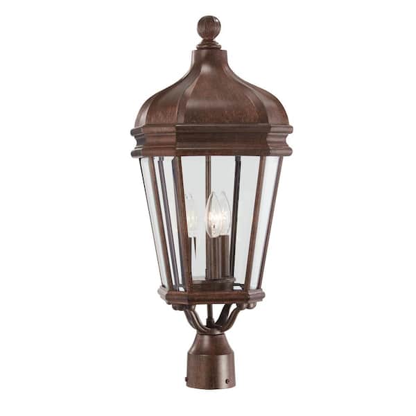 the great outdoors by Minka Lavery Harrison 3-Light Vintage Rust Outdoor  Post Mount 8696-61 - The Home Depot