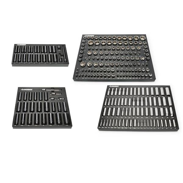 Husky 1/4 in., 3/8 in. and 1/2 in. Drive Chrome and Impact Socket Set with EVA Storage Trays (250-Piece)