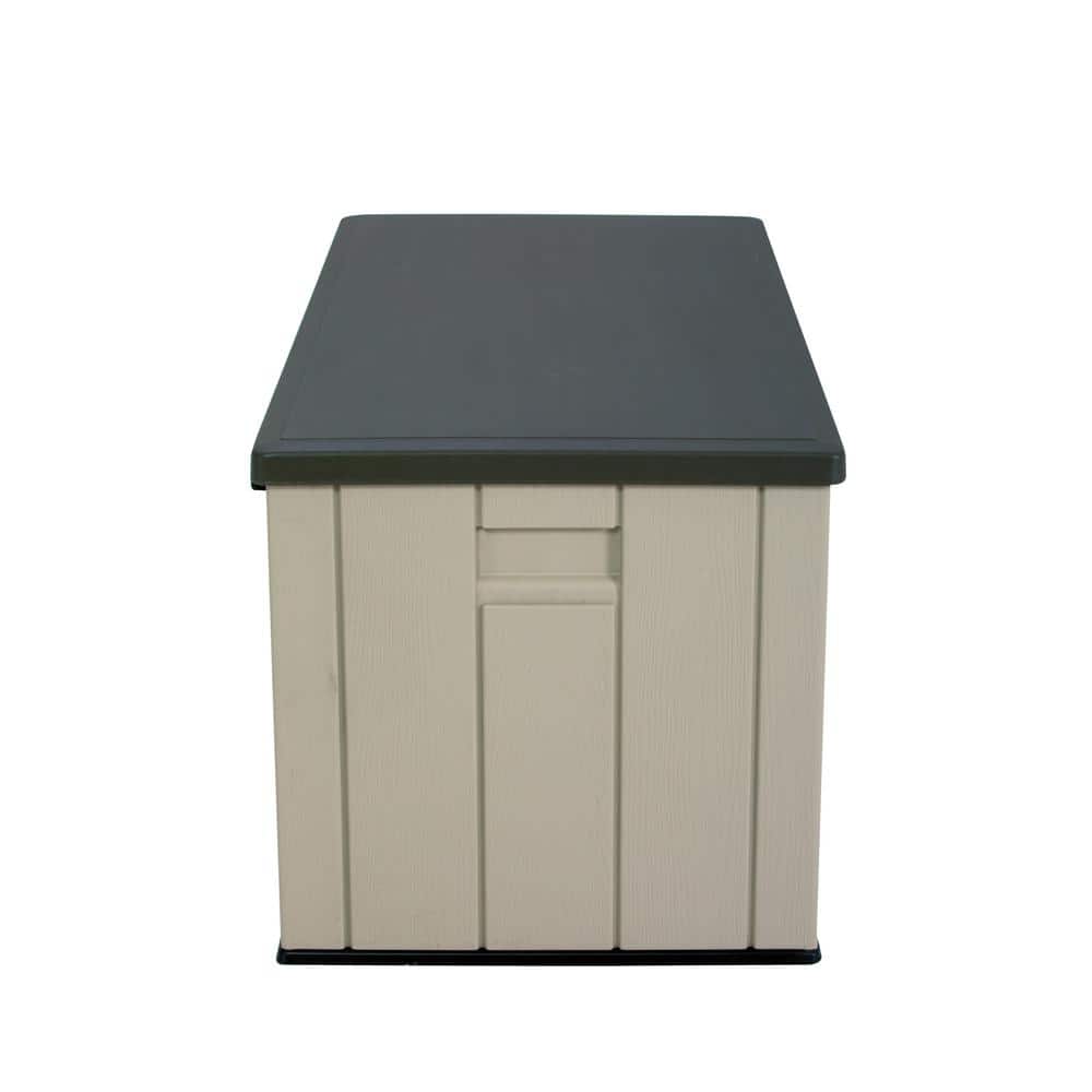 Lifetime 150 Gallon Lockable Beige and Brown Plastic Deck Box