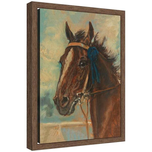 Sylvie "A Winning Horse by Ludwig Koch" by Nostalgia Prints Animals Framed Canvas Art Print 13 in. x 10 in.