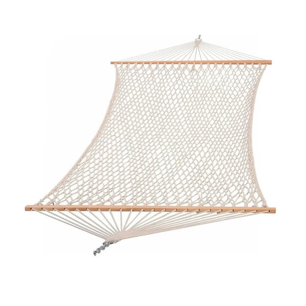 13 ft. Portable Hammock Bed Double Hammock with Hardwood Spreader Bars in Beige