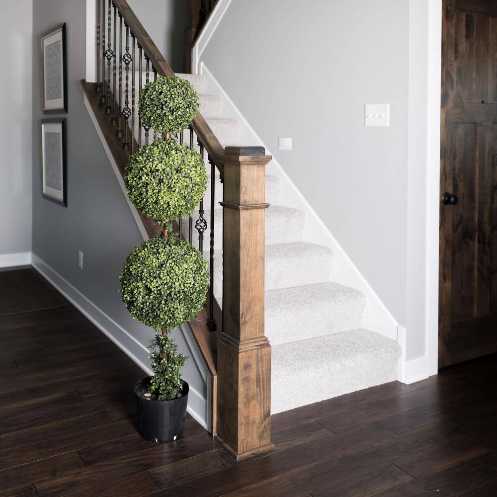 Elegant Outdoor 4' White-Lit Plastic Boxwood Topiary in Pot