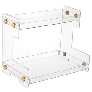 Bathroom Counter Organizer 2-Tier Acrylic Vanity Countertop Perfume Cabinet Makeup Storage Modern Holder Transparent