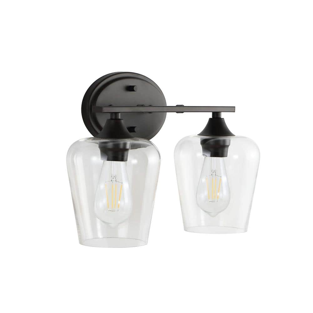 Jayne 16" Oil-Rubbed Bronze and Clear Glass Vanity Light