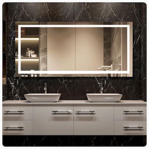 Visionary 60 in. W x 28 in. H Large Rectangular Frameless LED Anti-Fog Wallmount Bathroom Vanity Mirror in Glass
