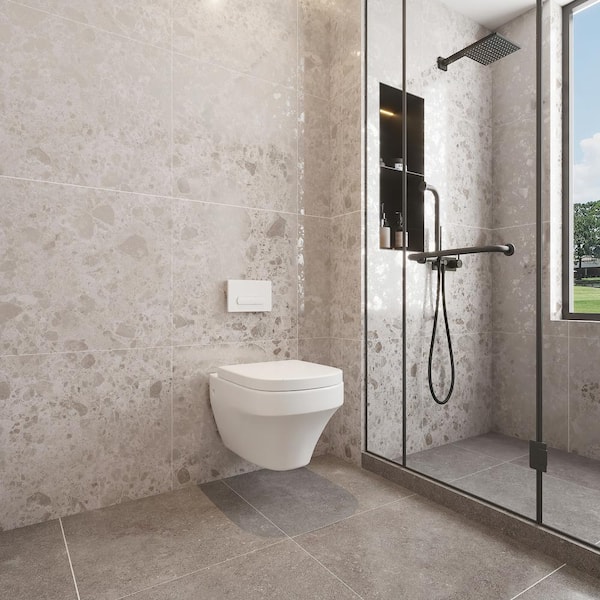 Ambience Terrazzo Ivory 24in.x 24in.x 10mm Porcelain Floor and Wall Tile - Case (3 PCS/12 Sq. Ft.)