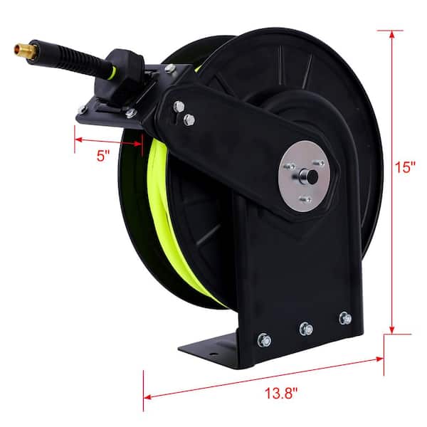 3/8 in. x 50 ft. 300 PSI Retractable Air Hose Reel in Green