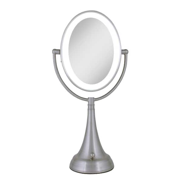 Zadro 12 in. L x 9 in. W LED Oval Wall Mount BiView 10X/1X Magnification Beauty Makeup Mirror