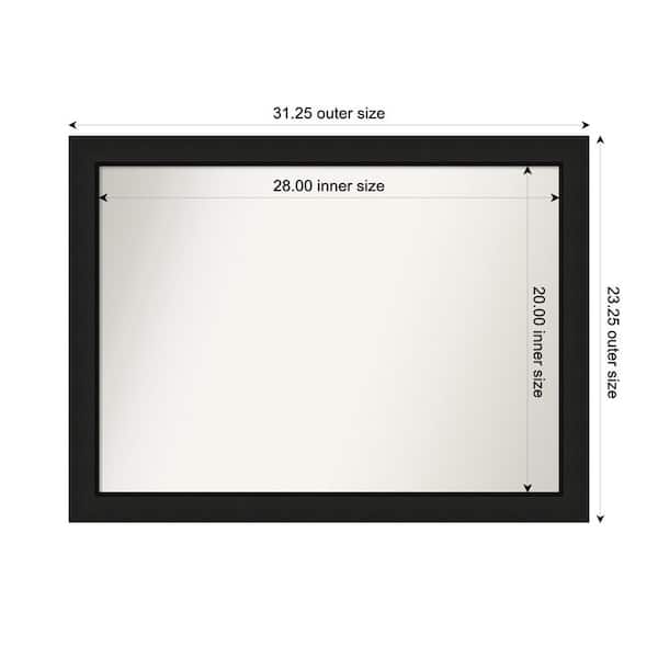 Amanti Art Midnight Black Narrow 31.25 in. x 23.25 in. Custom Non-Beveled Wood FramedBathroom Vanity Wall Mirror