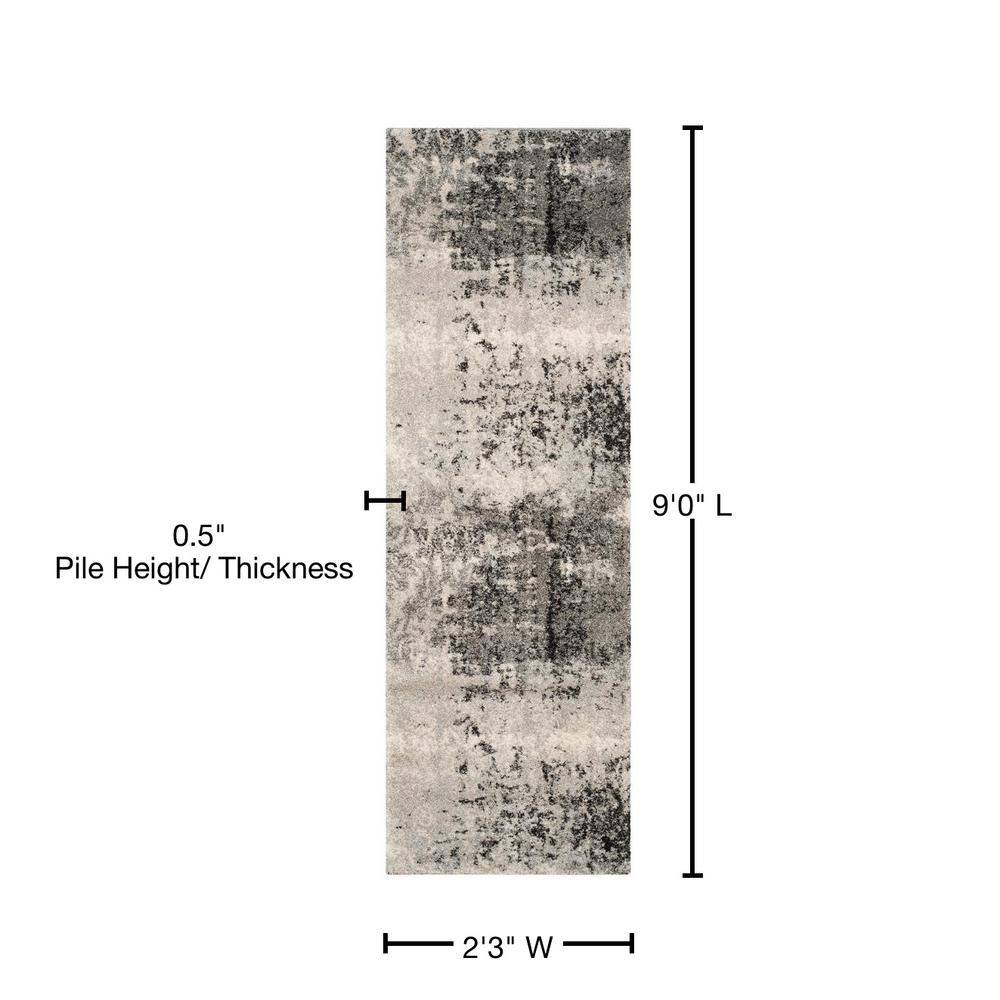 Gray Abstract Handmade Shag Area Rug 27" x 8"