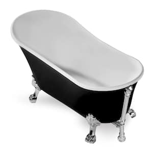 67 in. Acrylic Clawfoot Non-Whirlpool Bathtub in Glossy Black With Polished Chrome Clawfeet And Polished Chrome Drain