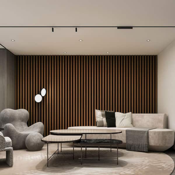 Art3dwallpanels 2/5in. x 1ft. x 8ft. Dark Teak Brown MDF