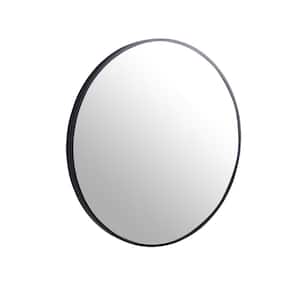 16 in. W. x 16 in. H Small Round Single Simple Aluminum Framed Wall Mounted Bathroom Vanity Mirror in Black