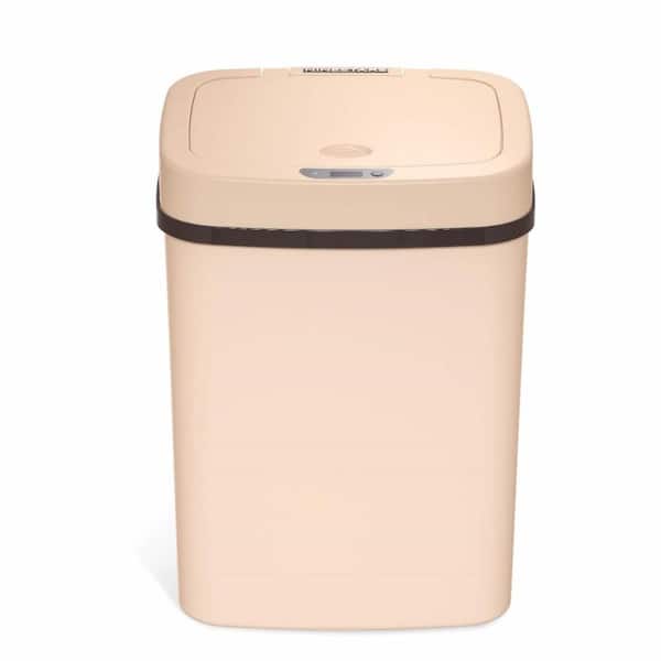Unbranded 3 Gal. Cream Automatic Touchless Infrared Motion Sensor Plastic Trash Can