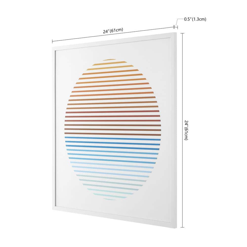 Oceanside Sunrise Golden Brown and Blue Abstract Framed Wall Art