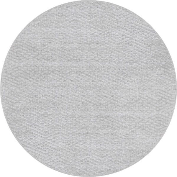 Unique Loom Sabrina Soto Gray 8 ft. x 8 ft. Hudson Indoor/Outdoor Round Area Rug