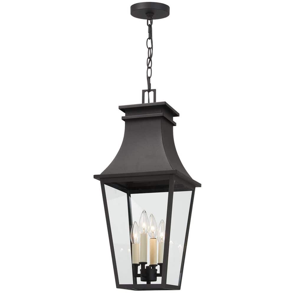 Sand Coal Black Glass 4-Light Outdoor Pendant