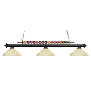 Shark 3-Light Matte Black with Angle Golden Mottle Shade Billiard Light with No Bulbs Included
