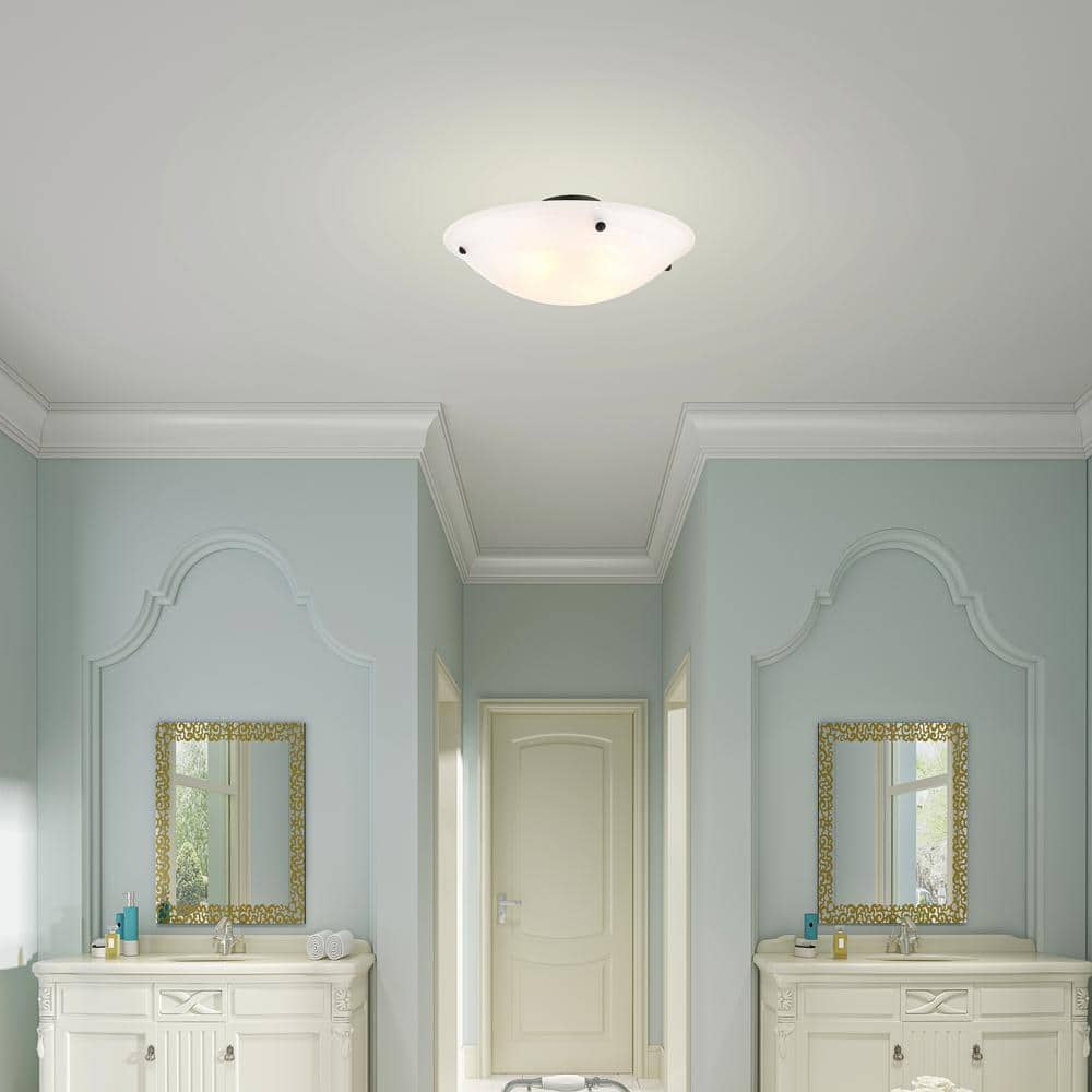 Oasis Bronze 24" Ceiling Mount with White Alabaster Glass