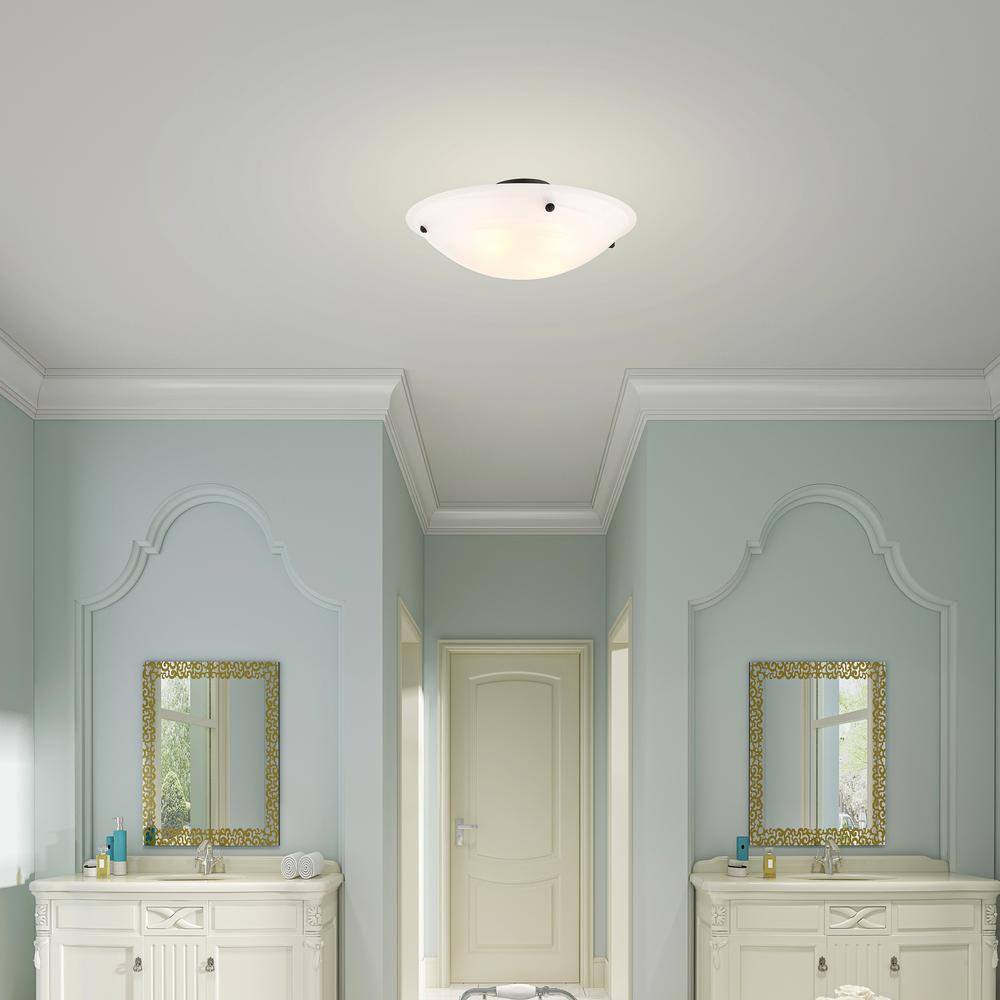 Oasis Bronze 24" Ceiling Mount with White Alabaster Glass