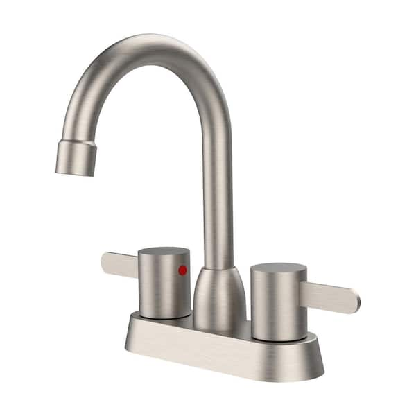 Satico 4 in. Centerset 3-Hole Double Handle Bathroom Faucet in Brushed Nickel