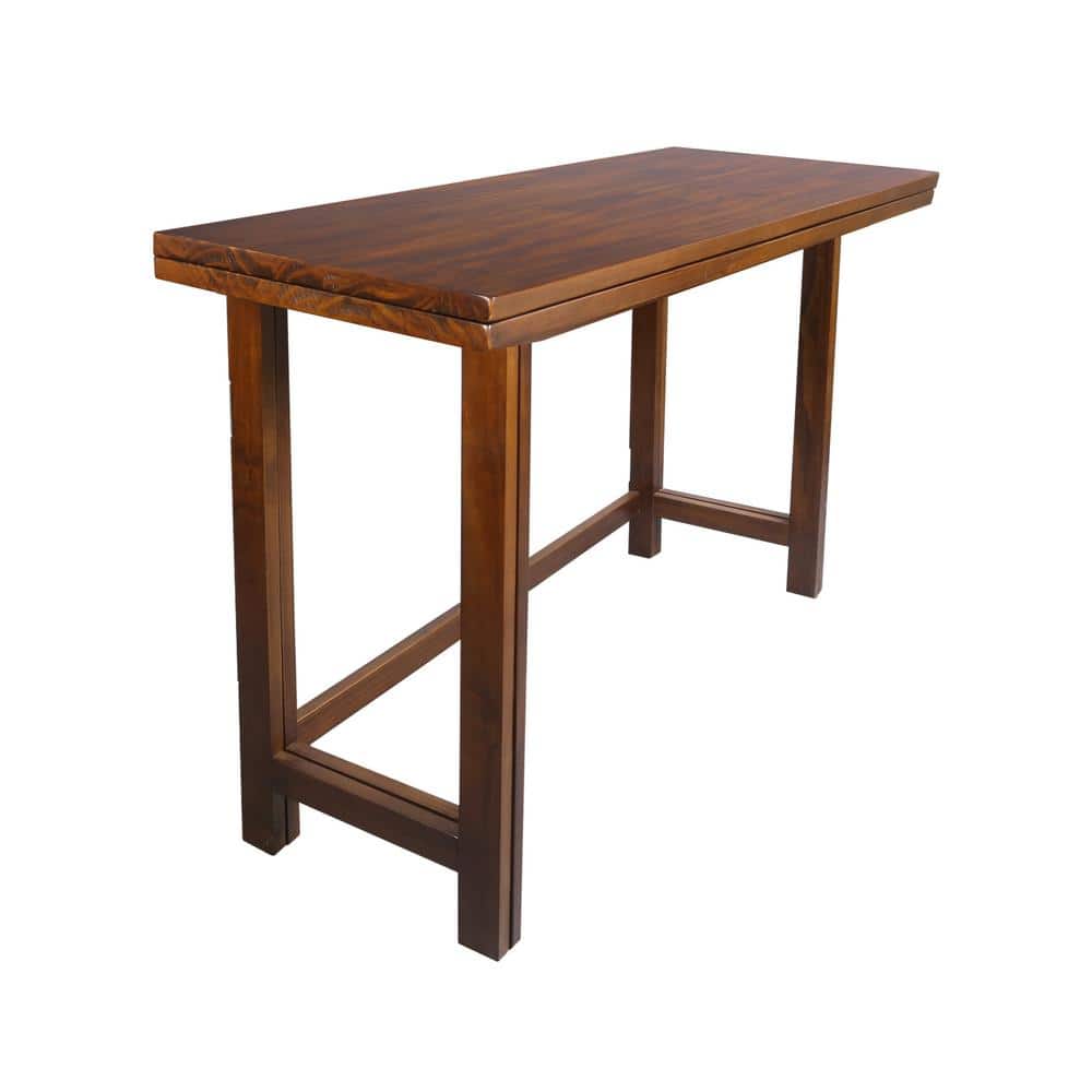 Warm Brown Solid Wood Flip-Top Folding Dining Table