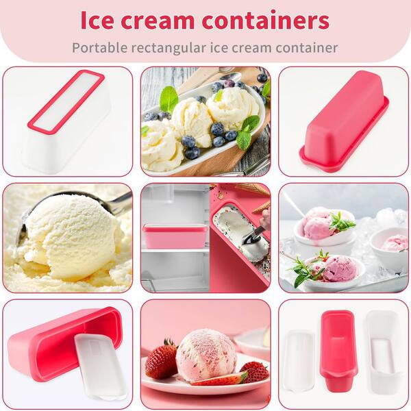 MサイズICECREAMセット② Set of 2 Ice Cream Containers, 1.5 Quart Reusable Ice Cream Tubs