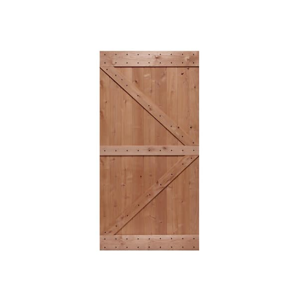 LUBANN 42 in. x 84 in. Ready-to-Assemble British Brace Hardwood Interior Sliding Barn Door Slab with Hardware Kit
